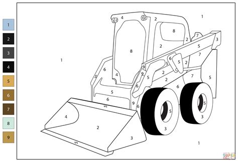 cat skid steer coloring page|skid steer color by number.